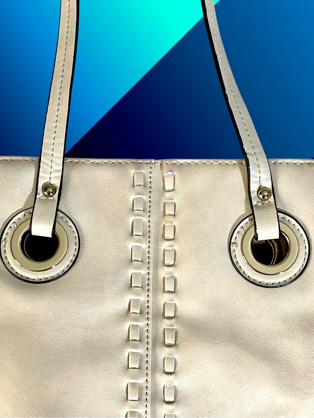 Mossimo Supply Co. Cream Faux Leather Fringe Boho Tote Bag - Picture 7 of 8